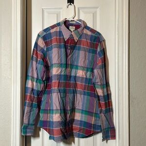 jcrew’s men’s button down/button up casual shirt. classic fit L. NWOT. madras